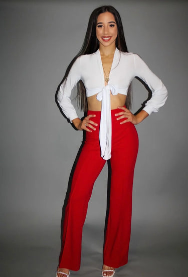 Return to Me Wide Pants (Red) – High Waist Red Wide Pants - view 4
