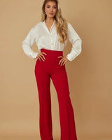 Return to Me Wide Pants (Red) – High Waist Red Wide Pants - front view