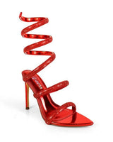 Red rhinestone spiral heels with crystal coverage - Laurent stiletto for women