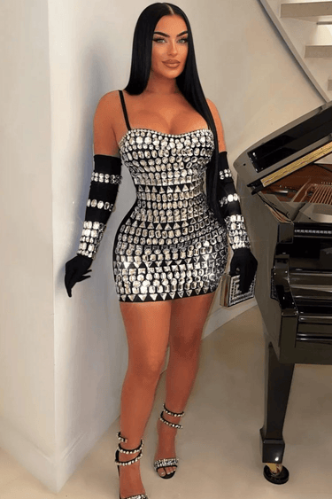 Reflective Razzle Mini Dress - Palazzo Couture Online