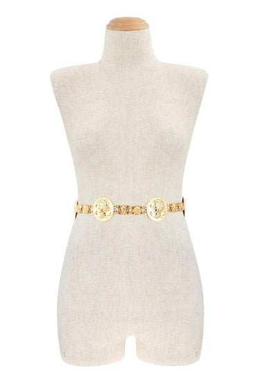 Regal Greek Coin Linked Metal Belt (Gold) - Palazzo Couture Online