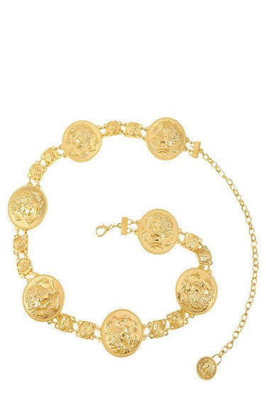 Regal Greek Coin Linked Metal Belt (Gold) - Palazzo Couture Online