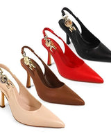 Regal Medallion Jocelyn Slingback Heel- Mocha - chic shoes by Palazzo Couture