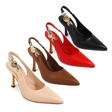 Regal Medallion Jocelyn Slingback Heel- Mocha - chic shoes by Palazzo Couture