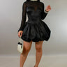 Regal Pearl Mockneck Bubble  Mini Dress front view showing mini dress silhouette