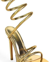 Remeo Metallic Spiral Platform Heels Gold - Palazzo Couture Online