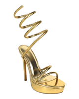 Remeo Metallic Spiral Platform Heels Gold - Palazzo Couture Online