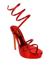 Remeo Metallic Spiral Platform Heels Red - Palazzo Couture Online