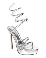 Remeo Metallic Spiral Platform Heels Silver - Palazzo Couture Online