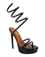 Remeo Metallic Spiral Platform Heels Black for women - stylish heels by Palazzo Couture