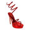 Remeo Metallic Spiral Platform Heels Red for women - stylish heels by Palazzo Couture