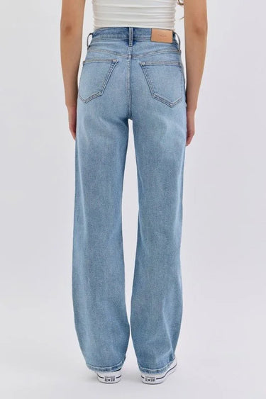 Repositioned Rise Dad Jean - Light Denim side view showing jeans leg shape and fit