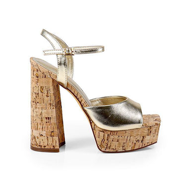 Platform Wedges with cork heel and lace-up closure