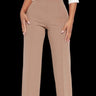 Return to Me Wide Pants (Khaki) close up of stylish fabric and construction detail