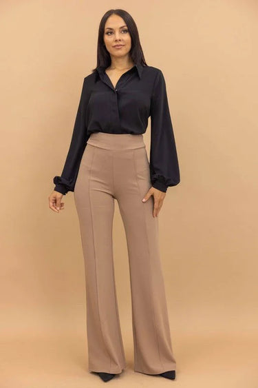 Return to Me Wide Pants (Khaki) front view showing pants fit and silhouette
