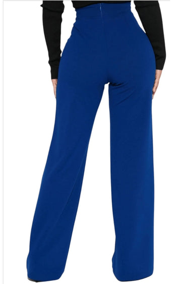 Return to Me Wide Pants (Royal) close up of stylish fabric and construction detail