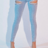 Rhianna Cut out Crystal Cascade - Light Blue Denim - Palazzo Couture Online