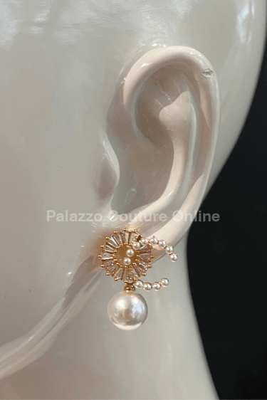 Rhine & C Pearl Drop Earrings (Gold) - Palazzo Couture Online