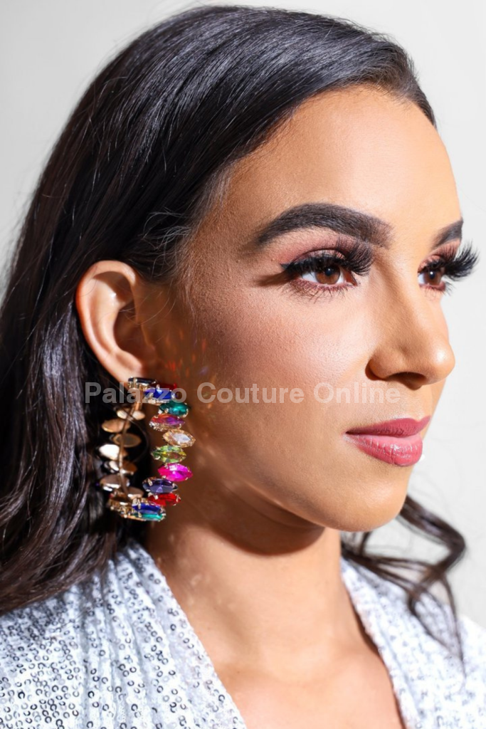Rhinestone Bold Hoops One Size / Multicolor Earrings