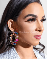 Rhinestone Hoop Earrings with Bold Statement Crystal Design - view 2