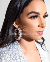 Rhinestone Hoop Earrings with Bold Statement Crystal Design - front view
