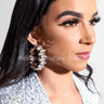 Rhinestone Hoop Earrings with Bold Statement Crystal Design - front view