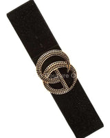 Rhinestone GO Buckle Elastic Belt (Black) for women - fashion belt by Palazzo Couture
