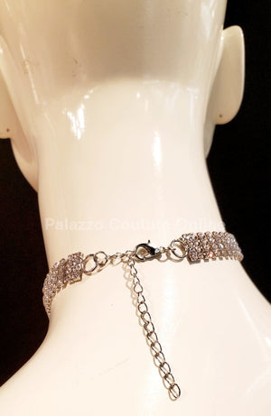 Rhinestone Clover Choker (Black) Necklaces