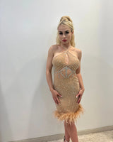 Elegant Bodycon Glam bodycon mini dress on model styled for going out