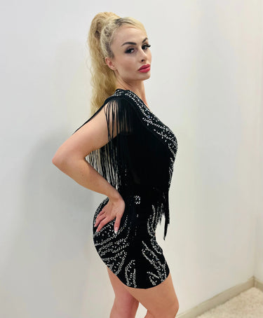 Elegant Bodycon Glam bodycon mini dress on model styled for going out
