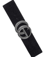 Rhinestone GO Buckle Elastic Belt - Black - Palazzo Couture Online