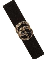 Rhinestone GO Buckle Elastic Belt (Black) - Palazzo Couture Online