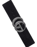 Rhinestone GO Buckle Elastic Belt - Black - Palazzo Couture Online