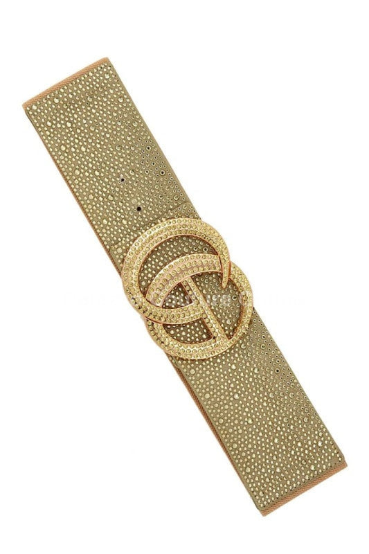 Rhinestone Go Buckle Elastic Belt (Gold) Gold / One Size