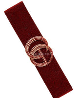 Rhinestone GO Buckle Elastic Belt (Red) - Palazzo Couture Online