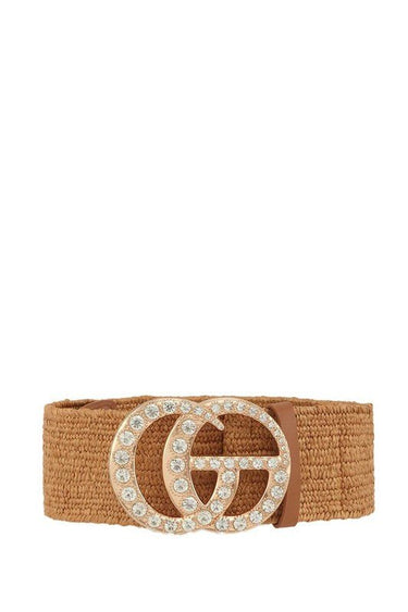 Rhinestone GO Charm Elastic Belt (Cognac) - Palazzo Couture Online