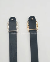 Rhinestone Great G Plain Belt (Black) - Palazzo Couture Online