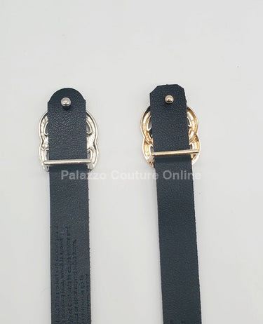 Rhinestone Great G Plain Belt (Black) - Palazzo Couture Online