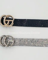 Rhinestone Great G Plain Belt (Black) - Palazzo Couture Online