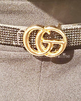 Rhinestone Great G Plain Belt (Black) - Palazzo Couture Online