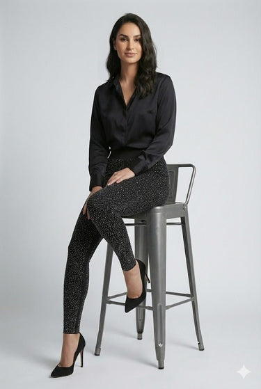 Rhinestone Pavé Leggings - Black/Clr - Palazzo Couture Online