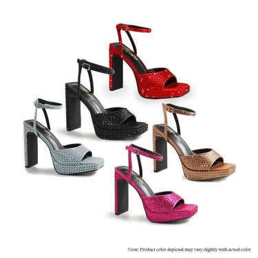 Rhinestone Platform Dress Shoes (camel) - elegant heels for going out and events