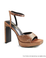 Rhinestone Platform Dress Shoes (camel) - women's statement party shoes