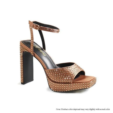 Rhinestone Platform Dress Shoes (camel) - women's statement party shoes