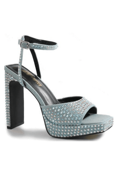 Rhinestone Platform Dress Shoes (Denim) - Palazzo Couture Online