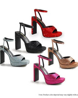 Rhinestone Platform Dress Shoes (Denim) - elegant heels for going out and events