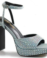 Rhinestone Platform Dress Shoes (Denim) - women's statement party shoes