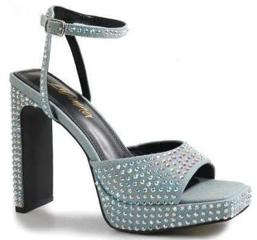 Rhinestone Platform Dress Shoes (Denim) - women's statement party shoes