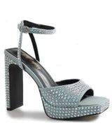Rhinestone Platform Dress Shoes (Denim) for women - stylish heels by Palazzo Couture