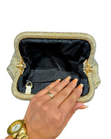 Back view of Rhinestone Rain Clutch Silver showing soft metallic finish